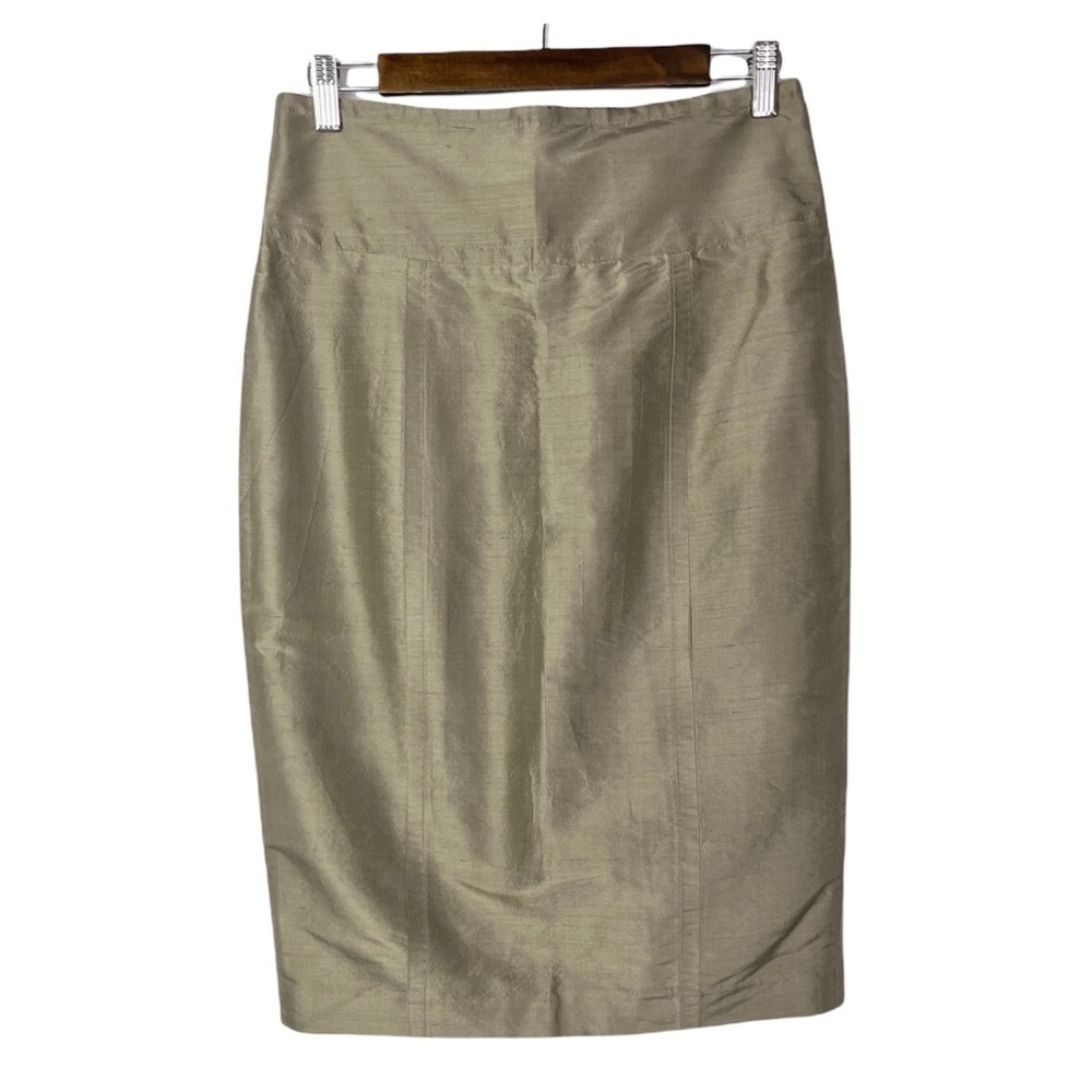 Magaschoni Tan Satin Knee Length Office‎ Pencil Skirt 8